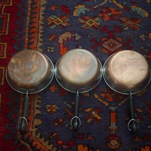 Set of 3 Vintage Revere Ware Copper Bottom 6.5” Pans